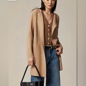 JCrew Juliette Collarless Sweater Blazer Cardigan Camel/Khaki